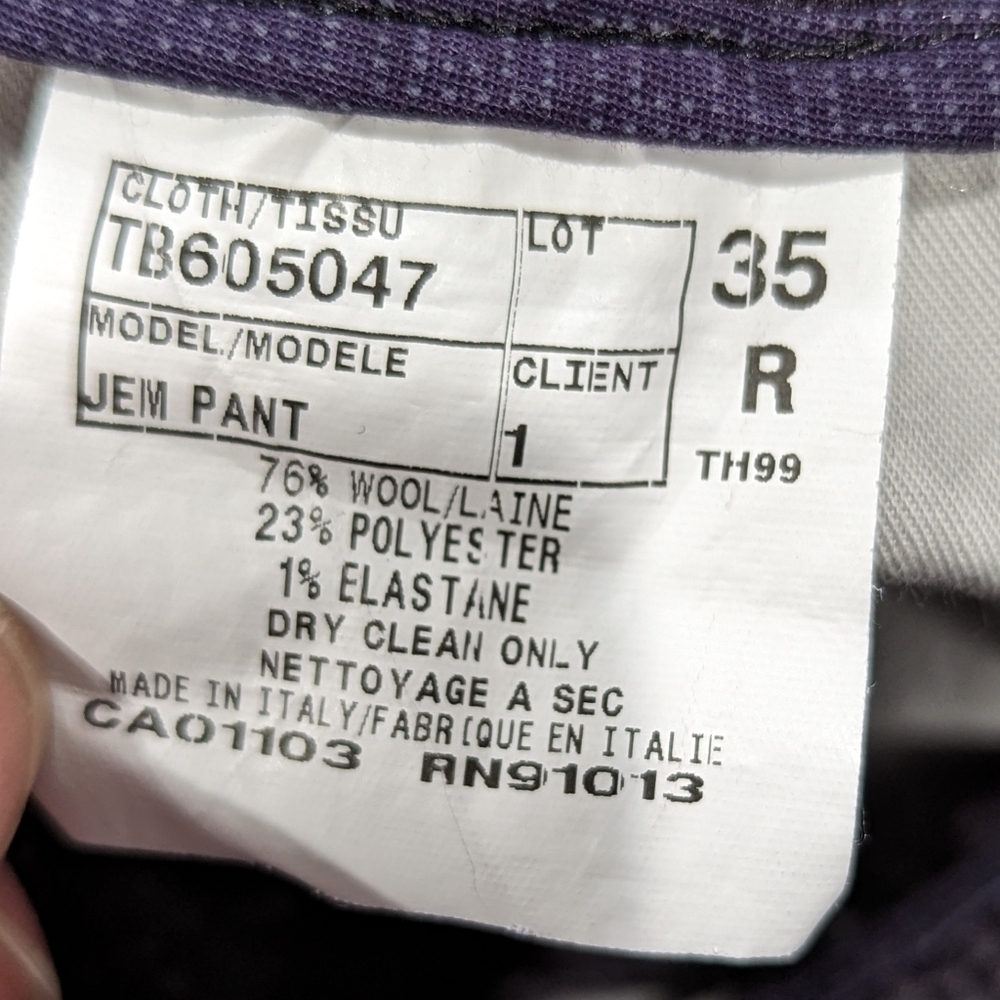 Ted Baker Men's Wool Purple Plaid Check Jem Pant Size 35R - Picture 7 of 11